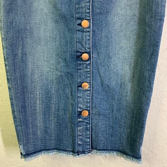 RETROFETE Skirt XS Harmonia Pencil Down Front Button Closure Edgy Distressed Hem - Picture 8 of 16